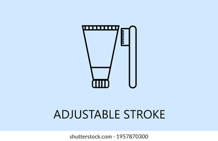 minimalistic tooth brush icon, logo or symbol with fully ajustable strokes