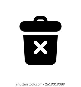 A minimalistic trash bin icon featuring a cross mark, suitable for web design and application interfaces.