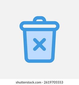 A minimalistic trash bin icon featuring a cross mark, suitable for web design and application interfaces.