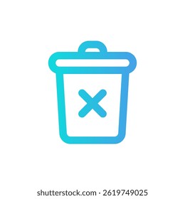 A minimalistic trash bin icon featuring a cross mark, suitable for web design and application interfaces.