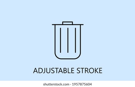 minimalistic trash icon, logo or symbol with fully ajustable strokes