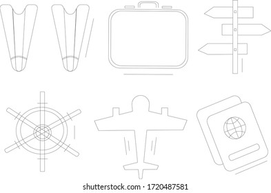 Minimalistic travel icons for everyone, all the icons related to trips and holiday