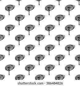 Minimalistic Trees pattern, seamless wood, vector illustration