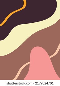 Minimalistisches Trendabstraktes Design mit verschiedenen natürlichen Formen in pastellneutralen Farben.Kreative Vektorstruktur mit bunten abstrakten Schwirren und Linien