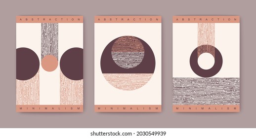 Minimalistic trendy covers. Contemporary aesthetic poster. Handmade texture traces from a dry hard brush. Vector graphics
