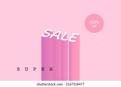 Diseño vectorial de moda minimalista con venta de letras y pegatinas redondeadas en el fondo de la luz