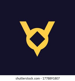 Triángulo minimalista de oro abstracto geométrico simple tricotécnico diseño de icono comercial, letra V