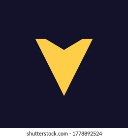 Triángulo minimalista de oro abstracto geométrico simple tricotécnico diseño de icono comercial, letra V