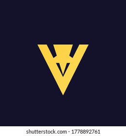 Minimalistisches dreieckiges goldenes abstraktes geometrisches, einfaches Traingle-Business-Logo-Design, Buchstabe V