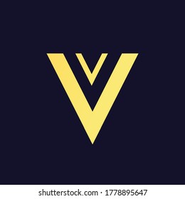 Minimalistisches dreieckiges goldenes abstraktes geometrisches, einfaches Traingle-Business-Logo-Design, Buchstabe V