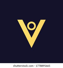 Minimalistic triangle golden abstract geometric simple traingle business logo icon design, Letter V