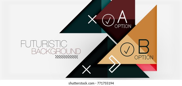 Minimalistic triangle modern banner design, geometric abstract background. Vector hi-tech futuristic