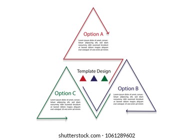 Minimalistic triangle shaped customizable vector infographic elements on a white background