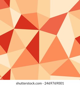 Minimalistic triangles background. Large triangles size. Repeatable pattern. Warm sunset color palette. Modern vector tiles. Seamless vector illustration.