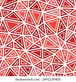 Minimalistic triangles background. Medium triangles size. Solid shapes in frames. Mono tone style. Repeatable pattern. Modern vector tiles. Rusty Red Palette.