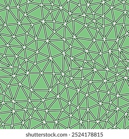 Fundo de triângulos minimalistas. Tamanho de triângulos pequenos. Formas sólidas em quadros. Estilo colorido de um tom. Padrão repetido. Ladrilhos vetoriais modernos. Harmonia Verde.