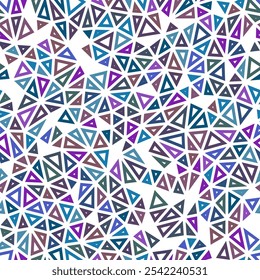 Minimalistic triangles background. Small triangles size. Multiple colors style. Geometric shapes outlined. Repeatable pattern. Ocean Depths Gradient. Modern vector tiles. Seamless vector illustration.