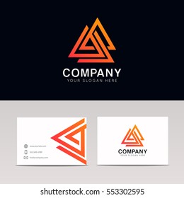 Minimalistic triangles geometric polygon icon sign company logo symbol vector design