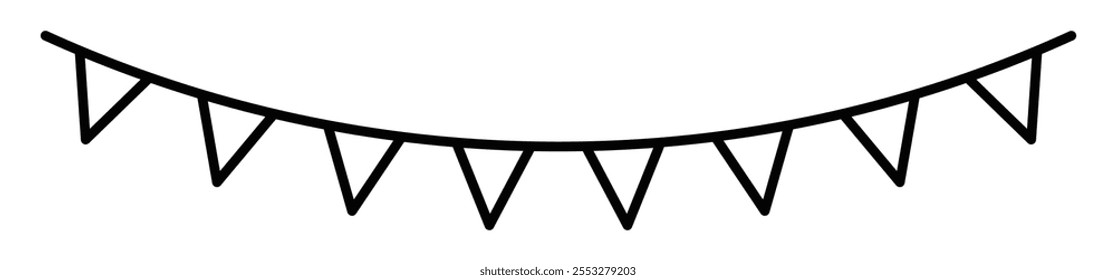 Minimalistic triangular bunting garland icon. Editable stroke.