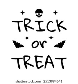 Minimalistic "Trick or Treat" design for t-shirt, cup in black 