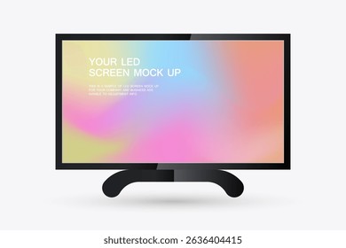 A Minimalistic TV screen mock up design with soft gradients emphasizes clarity and focuses attention on the screen-content. vector illustration