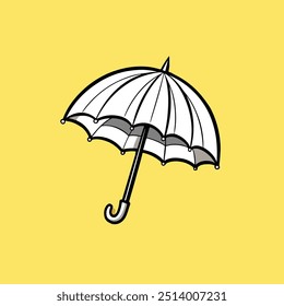 Minimalistic umbrella vector illustration design with yellow background