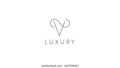 Minimalistic V letter logo. Elegant sign vector design.