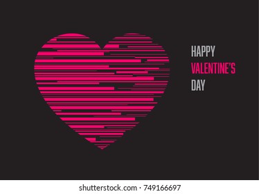 Minimalistic valentine's card - Modern style vector heart illustration made from stripes