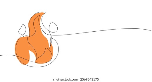 Minimalistic vase drawn in continuous one-line style on white background. Modern line art illustration for design and print in color. Abstract and decor concept.