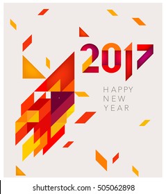 Minimalistic Vector abstract background. Red  and yellow geometric shapes. New Year 2017. To design a calendar, postcards, flyers and other Christmas products. EPS 10