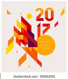 Minimalistic Vector abstract background. Red  and yellow geometric shapes. New Year 2017. To design a calendar, postcards, flyers and other Christmas products. EPS 10