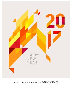 Minimalistic Vector abstract background. Red  and yellow geometric shapes. New Year 2017. To design a calendar, postcards, flyers and other Christmas products. EPS 10