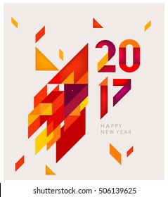 Minimalistic Vector abstract background. Red  and yellow geometric shapes. New Year 2017. To design a calendar, postcards, flyers and other Christmas products. EPS 10