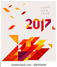 Minimalistic Vector abstract background. Red  and yellow geometric shapes. New Year 2017. To design a calendar, postcards, flyers and other Christmas products. EPS 10