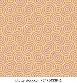 Minimalistic vector background with curved lines and circles. Abstract geometric seamless pattern. Retro shapes wallpaper