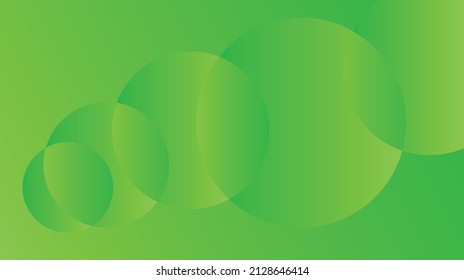 Minimalistic vector background in green color. Circles with a connected path. Intersecting parts in a darker shade of green with a gradient