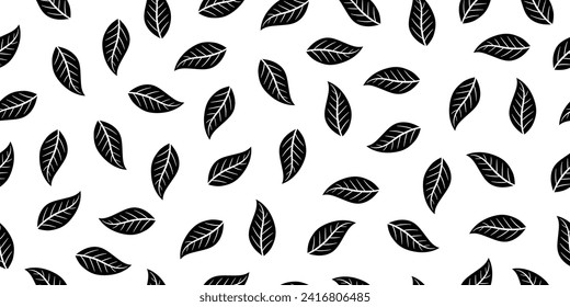 Minimalistic vector background of leaves, seamless pattern, banner
