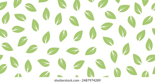 Minimalistic vector background of leaves, seamless pattern, banner