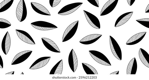 Minimalistic vector background of leaves, seamless pattern, banner