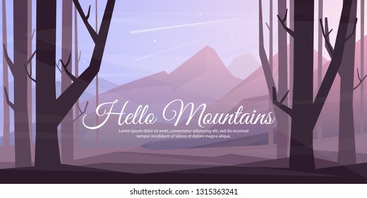 Minimalistic vector background mountains