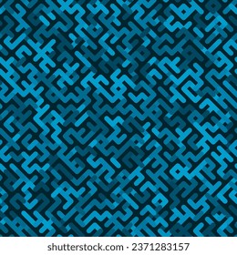 Minimalistic vector background. Trendy seamless Denim Blue maze ornament pattern. Vector simple shapes texture for fashion print or wrapping paper.