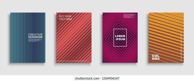 Minimalistic vector bright contemporary templates, posters, placards, brochures, banners, flyers, backgrounds and etc. Colorful gradient striped covers - trendy geometric vibrant design.