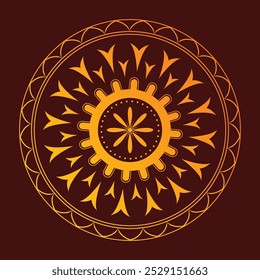 Minimalistic vector circular Mandala design with petal shapes and lines