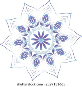 Minimalistic vector circular Mandala design with petal shapes and lines