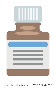 Minimalistic vector drawing of brown bottle with white cap and lable in flat style. Art tool illustration. Painting supplies.