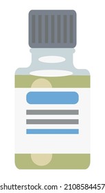Minimalistic vector drawing of oil thinner bottle in flat style. Art tool illustration. Painting supplies.