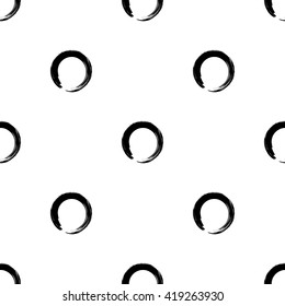 Minimalistic vector Enso zen circle seamless pattern.