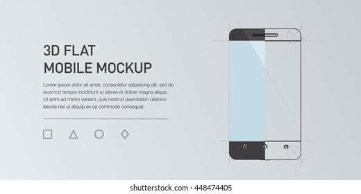 Minimalistic vector flat illustration of mobile phone. Mockup generic smartphone. Template for infographic or presentation. UI design. Concept graphic, UIX, web banner, printed material