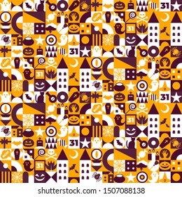 Minimalistic vector geometrical colorful pattern. Halloween thematic tracery.