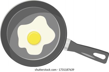 Gráfica vectorial minimalista. Huevo frito en la sartén. Vista superior. Desayuno.